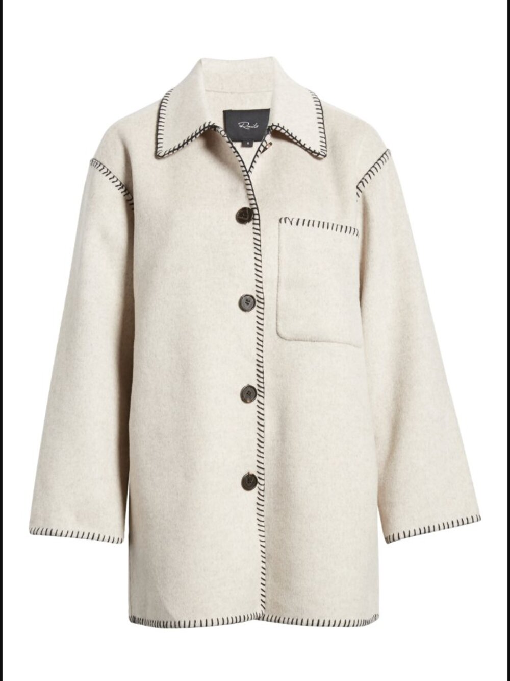 Rails Odyssey Whipstitch Detail Wool Blend Jacket Shacket Shade Oatmeal $398.00 - Picture 2 of 16
